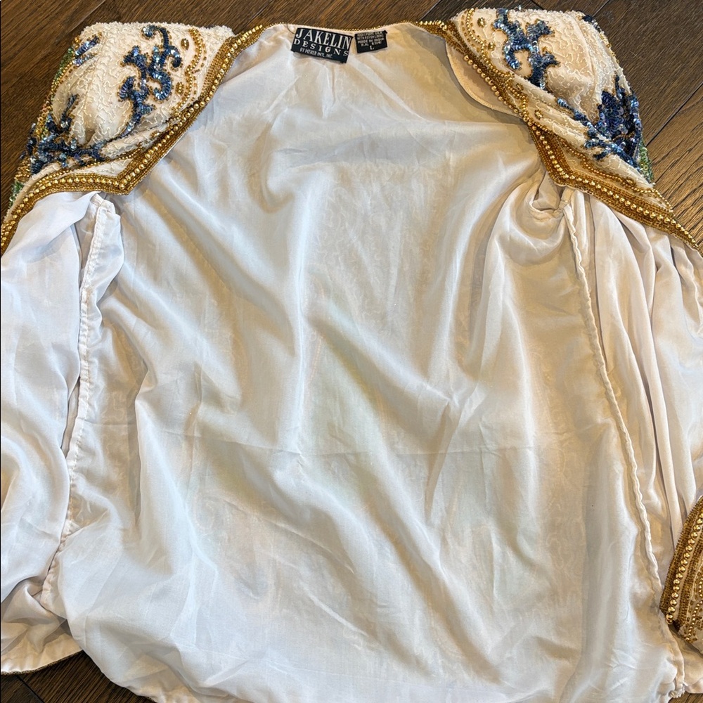 Vintage Jakelin Designs Paisley Sequin Beaded Silk Jacket Size Large 80’s 90’s - Picture 11 of 15